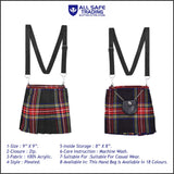 Traditional Scottish Women Tartan Bag Pleated Crossbody Purse - Adjustable Straps, Zip Closure Black Stewart Tartan