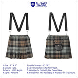 Traditional Scottish Women Tartan Bag Pleated Crossbody Purse - Adjustable Straps, Zip Closure Black Watch Weathered Tartan