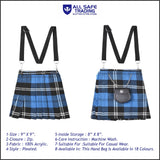 Traditional Scottish Women Tartan Bag Pleated Crossbody Purse - Adjustable Straps, Zip Closure Blue Ramsay Tartan