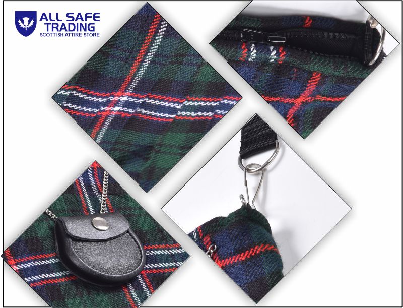 Traditional Scottish Women Tartan Bag Pleated Crossbody Purse - Adjustable Straps, Zip Closure Scottish National Tartan