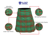 Scottish Men's Modern Tara Murphy 16oz Tartan Pockets Utility Kilt, Cargo Kilt