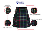 Scottish Men's Modern Mackenzie 16oz Tartan Pockets Utility Kilt, Cargo Kilt