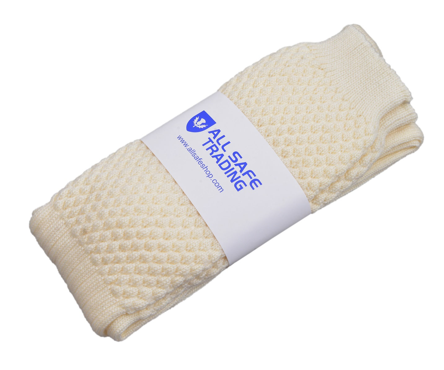 Scottish Bubbles Kilt Hose for Men, Ribbed Socks for USA Shoe Sizes - Off White